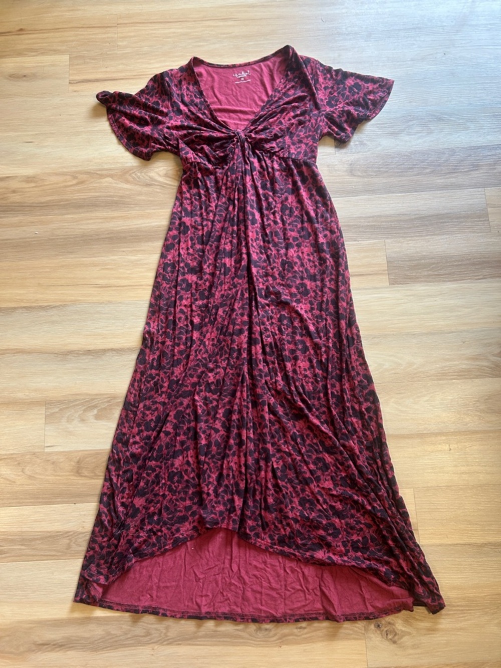 Ingrid & Isabel Red and Black Floral High-Low Maxi Dress